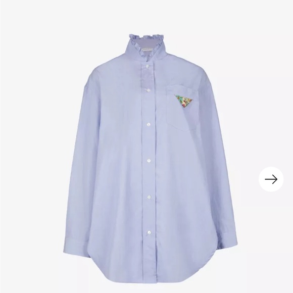 Sandro Oversized cotton Shirt with ruffle and patch pocket square. - Picture 14 of 15